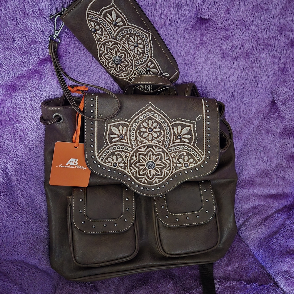 American Bling Dark Brown Embroidered Set